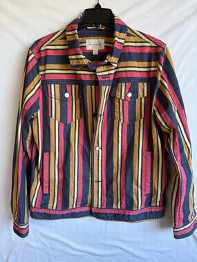 Sun + Stone Men's Hermosa Stripe Trucker Jacket.